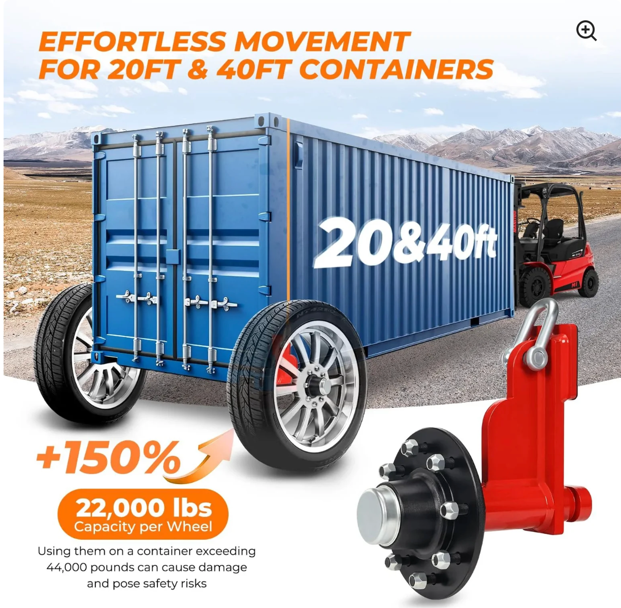 8 Lug Steel Shipping Container Wheel Kit